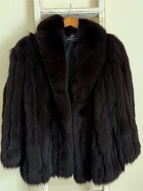 Vintage SFC Black Fox Fur Coat - Genuine Luxury Fur - Size M